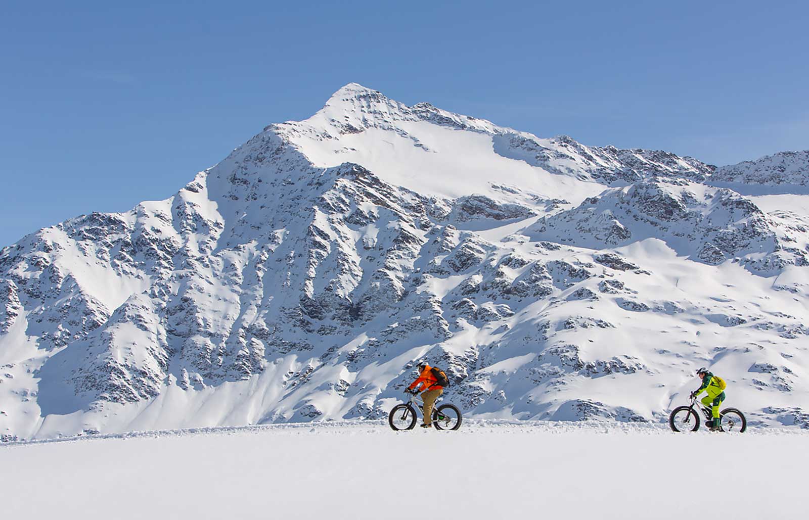 Panorama innevato con le montagne sullo sfondo